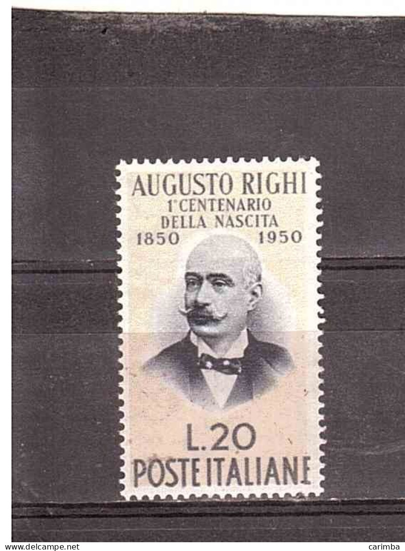 1950 L.20 AUGUSTO RIGHI - 1946-60: Mint/hinged