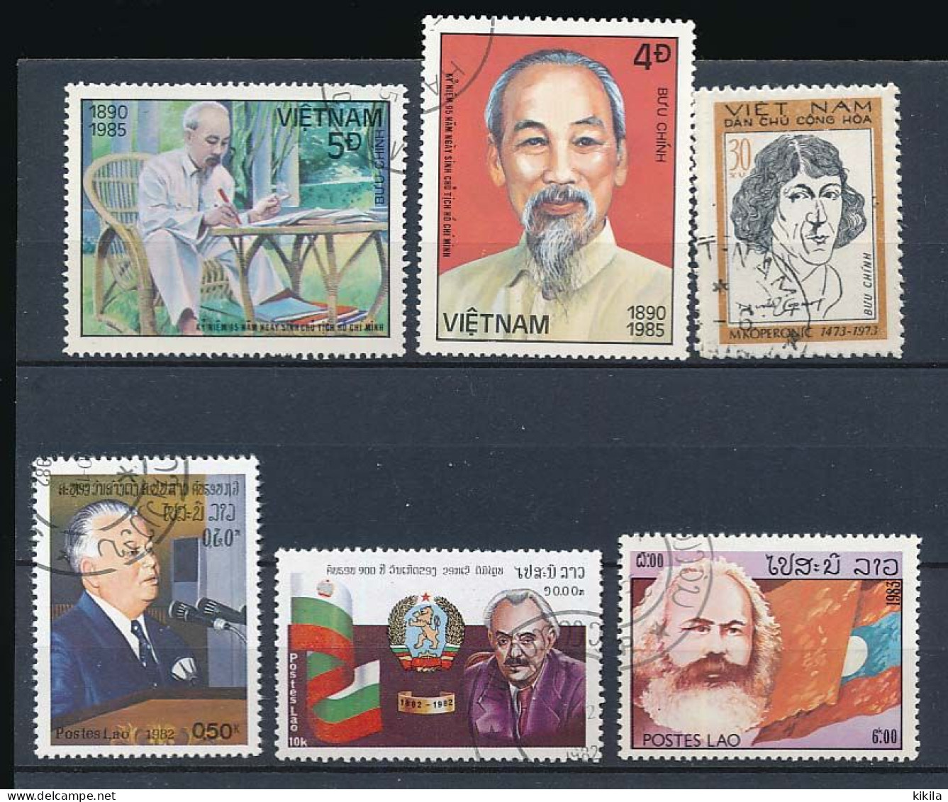 6 Timbres Oblitérés VIETNAM Et LAOS   Personnages Célébrités XVI-10 - Other & Unclassified