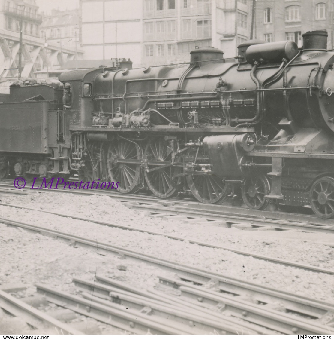 Photo Locomotive Nord 3.1214 Train Pont Lafayette Gare Paris Est France Chemins Chemin Fer Motrice Vapeur Super Pacific - Treni