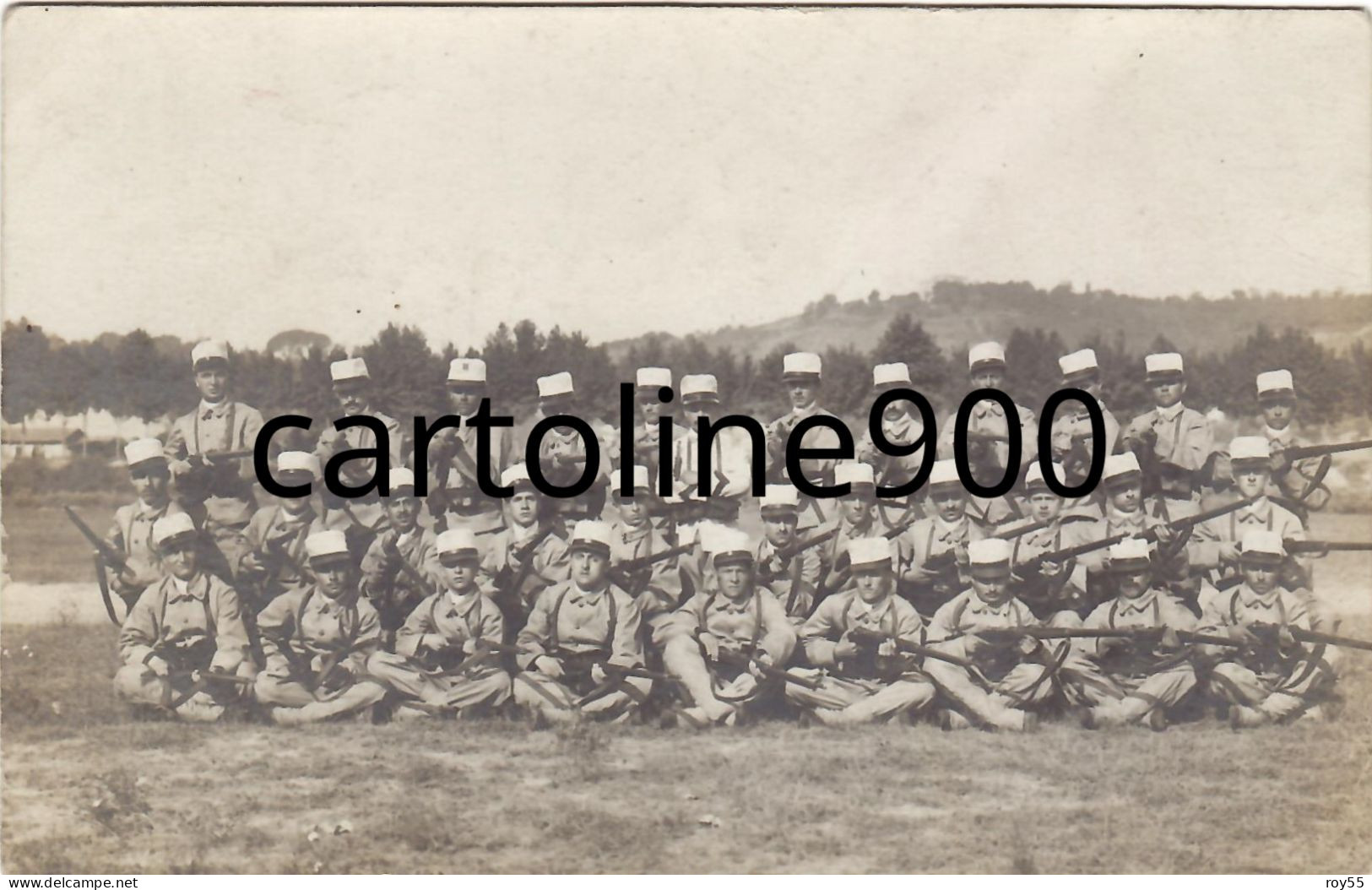 Militare Cartolina Foto Gruppo Militari Ricordo Primi 900 (f.piccolo7v.retro) - Altri & Non Classificati