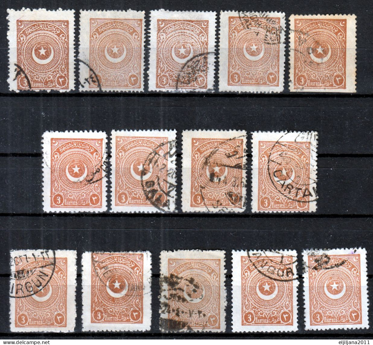 Turkey / Türkei 1923 - 1924 ⁕ Star & Crescent 3 Pia. Mi.812, 830, 840 ⁕ 14v Used - Different Perf. ( 13 ¼, 10¾, 12 ) - Gebruikt