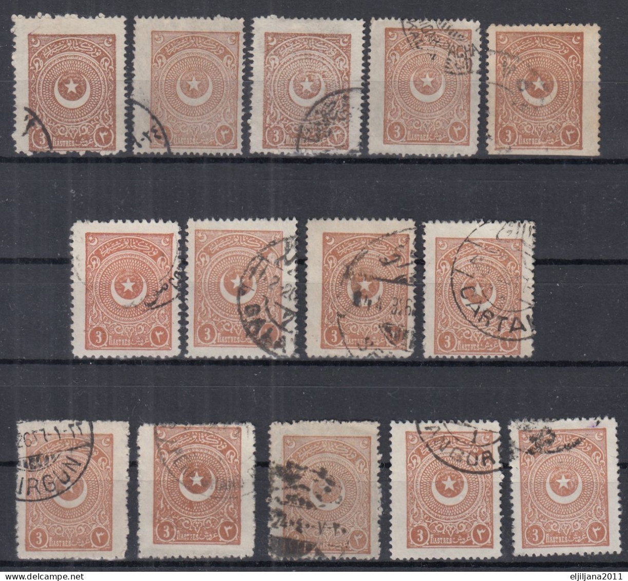 Turkey / Türkei 1923 - 1924 ⁕ Star & Crescent 3 Pia. Mi.812, 830, 840 ⁕ 14v Used - Different Perf. ( 13 ¼, 10¾, 12 ) - Oblitérés