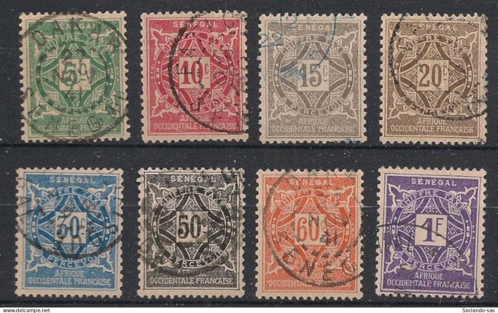 SENEGAL - 1915 - Taxe TT N°YT. 12 à 19 - Série Complète - Oblitéré / Used - Gebraucht