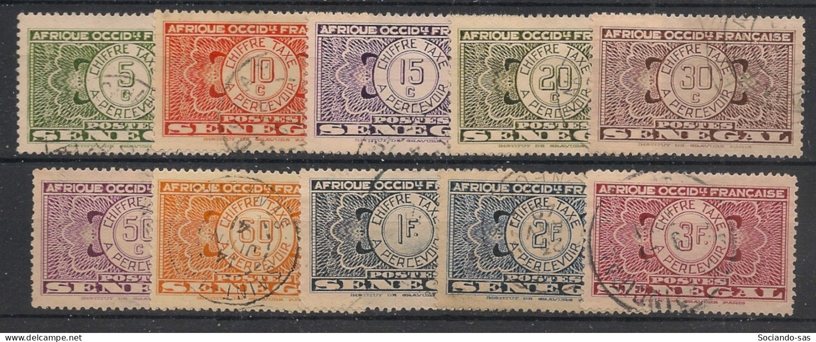 SENEGAL - 1935 - Taxe TT N°YT. 22 à 31 - Série Complète - Oblitéré / Used - Used Stamps