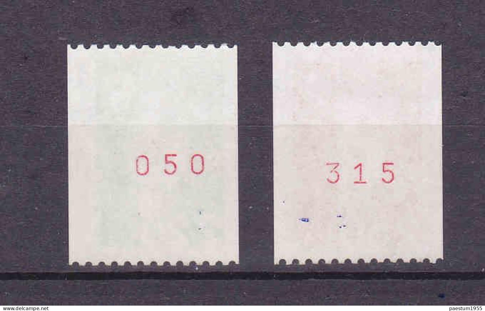 Série De 2 Timbres Roulette France 1991 Marianne De BRIAT Bicentenaire 2f20 Vert 2f50 Rouge N° Rouge Au Verso 2718 2719 - Coil Stamps