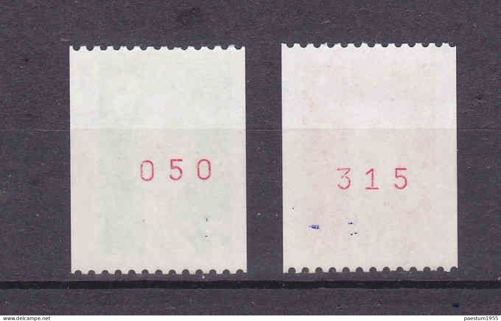 Série De 2 Timbres Roulette France 1991 Marianne De BRIAT Bicentenaire 2f20 Vert 2f50 Rouge N° Rouge Au Verso 2718 2719 - Rollo De Sellos