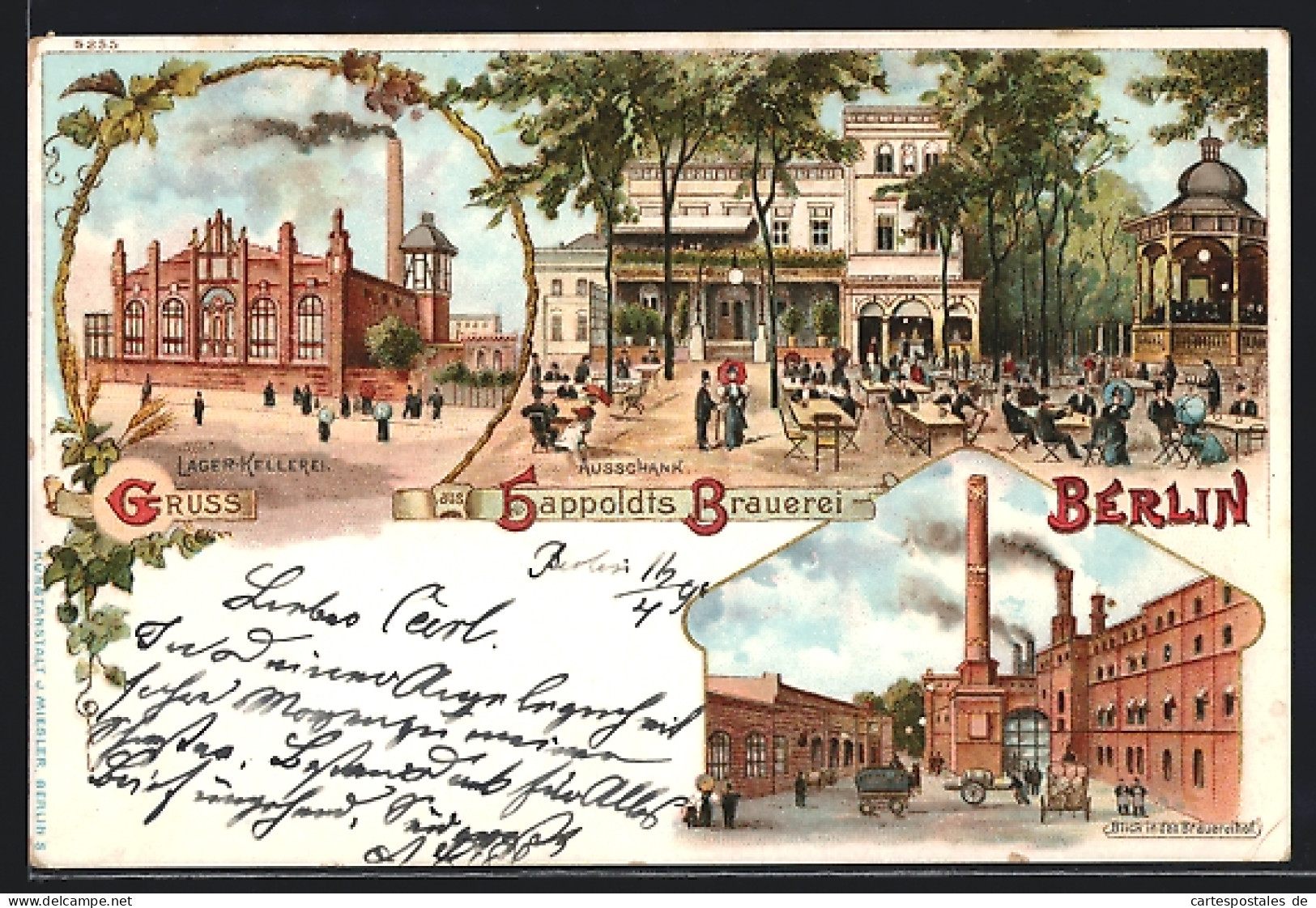 Lithographie Berlin-Kreuzberg, Happoldts Brauerei, Lager-Kellerei  - Andere & Zonder Classificatie