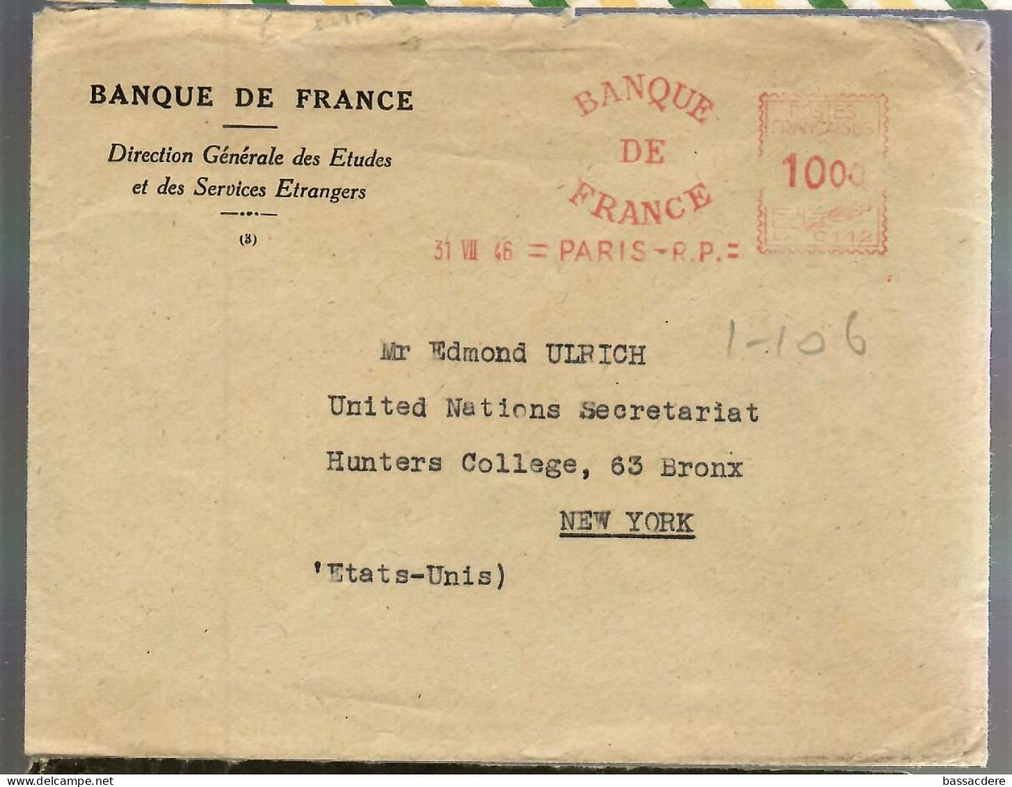 79831 -  BANQUE DE FRANCE - EMA ( Maquina De Huellas A Franquear)