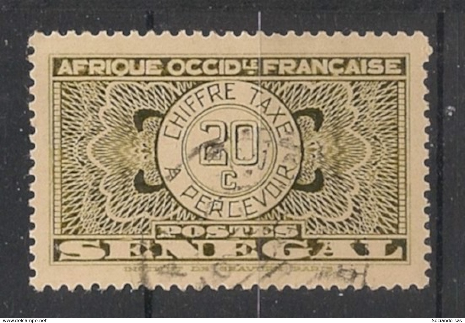 SENEGAL - 1935 - Taxe TT N°YT. 25 - 20c Olive - Oblitéré / Used - Gebraucht