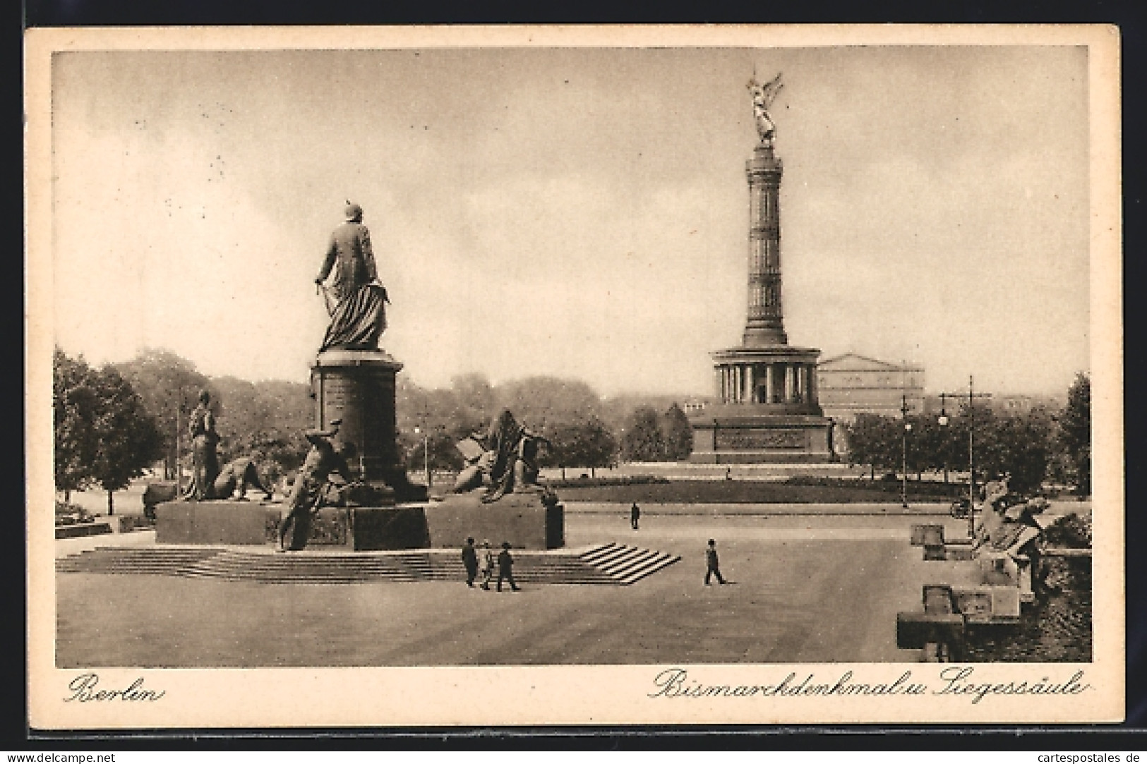 AK Berlin, Bismarckdenkmal Und Siegessäule  - Altri & Non Classificati
