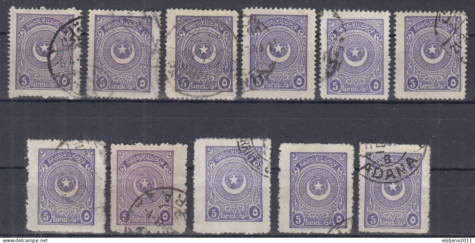 Turkey / Türkei 1923 - 1924 ⁕ Star & Crescent 5 Pia. Mi.815, 832, 841 ⁕ 37v Used - Different Perf. ( 13 ¼, 10¾, 12 ) - Oblitérés