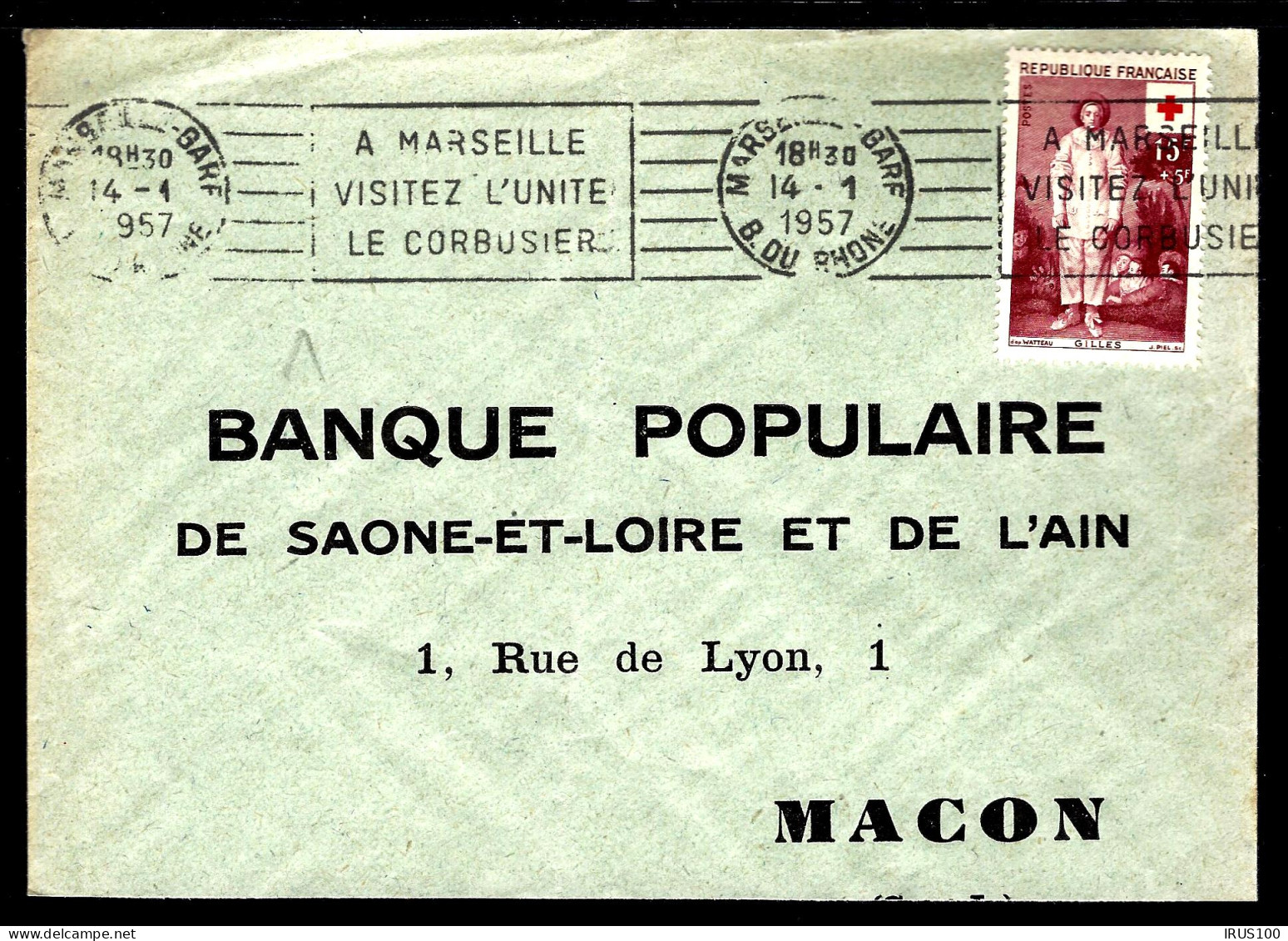 LETTRE DE MARSEILLE - 1957 - AFFRANCHISSEMENT CROIX-ROUGE - 1090 - - 1921-1960: Modern Tijdperk