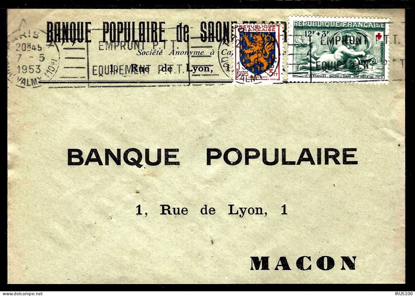 LETTRE DE PARIS - 1953 - AFFRANCHISSEMENT CROIX-ROUGE -  - 1921-1960: Modern Period