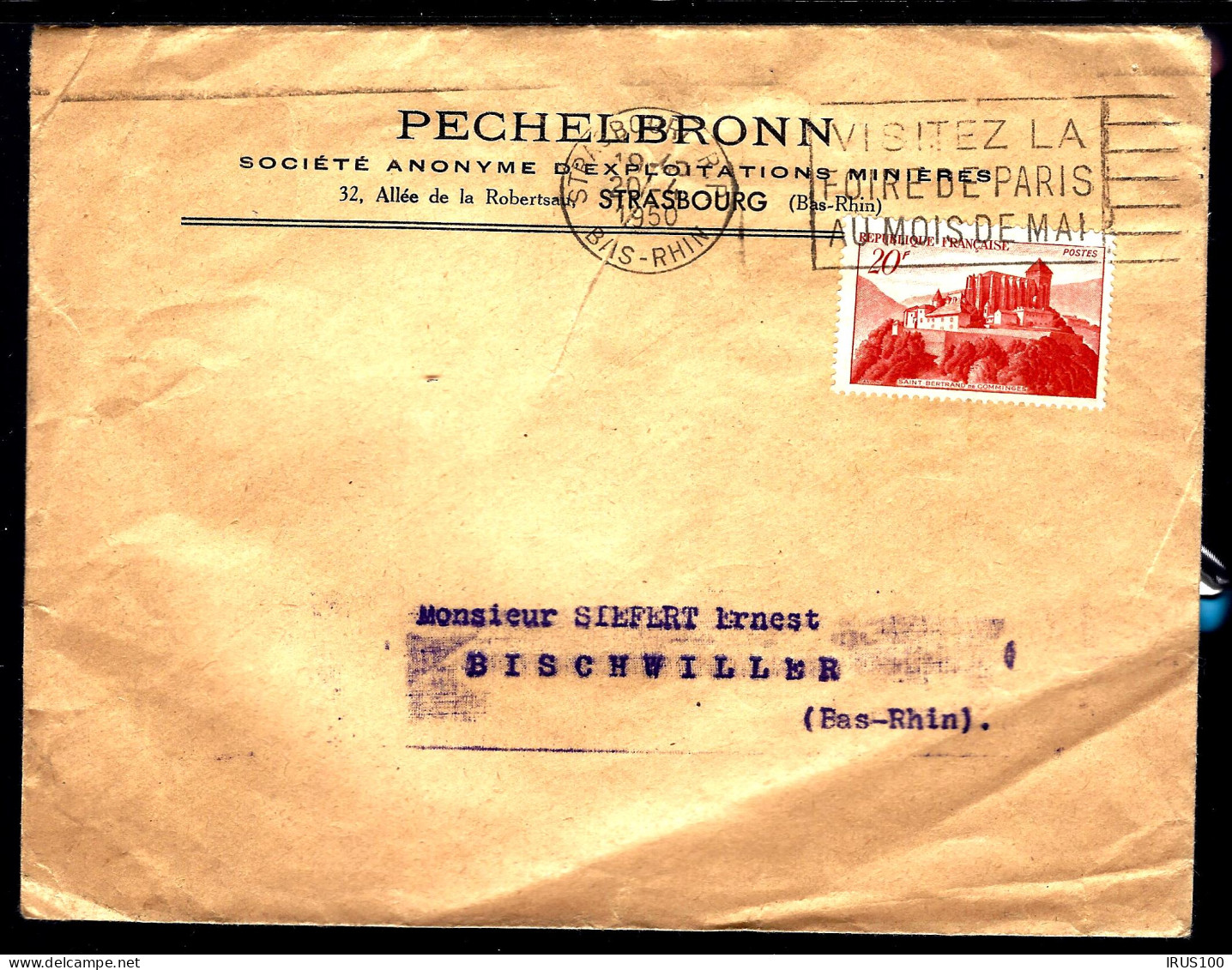 LETTRE DE STRASBOURG - 1950 - POUR BISCHWILLER - 1921-1960: Modern Period