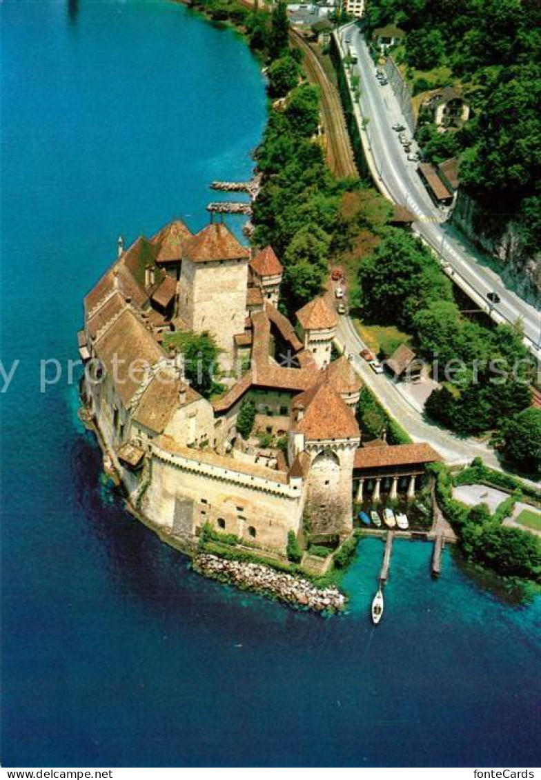 13222840 Chillon Chateau Lac Leman Genfer See Fliegeraufnahme Chillon - Sonstige & Ohne Zuordnung