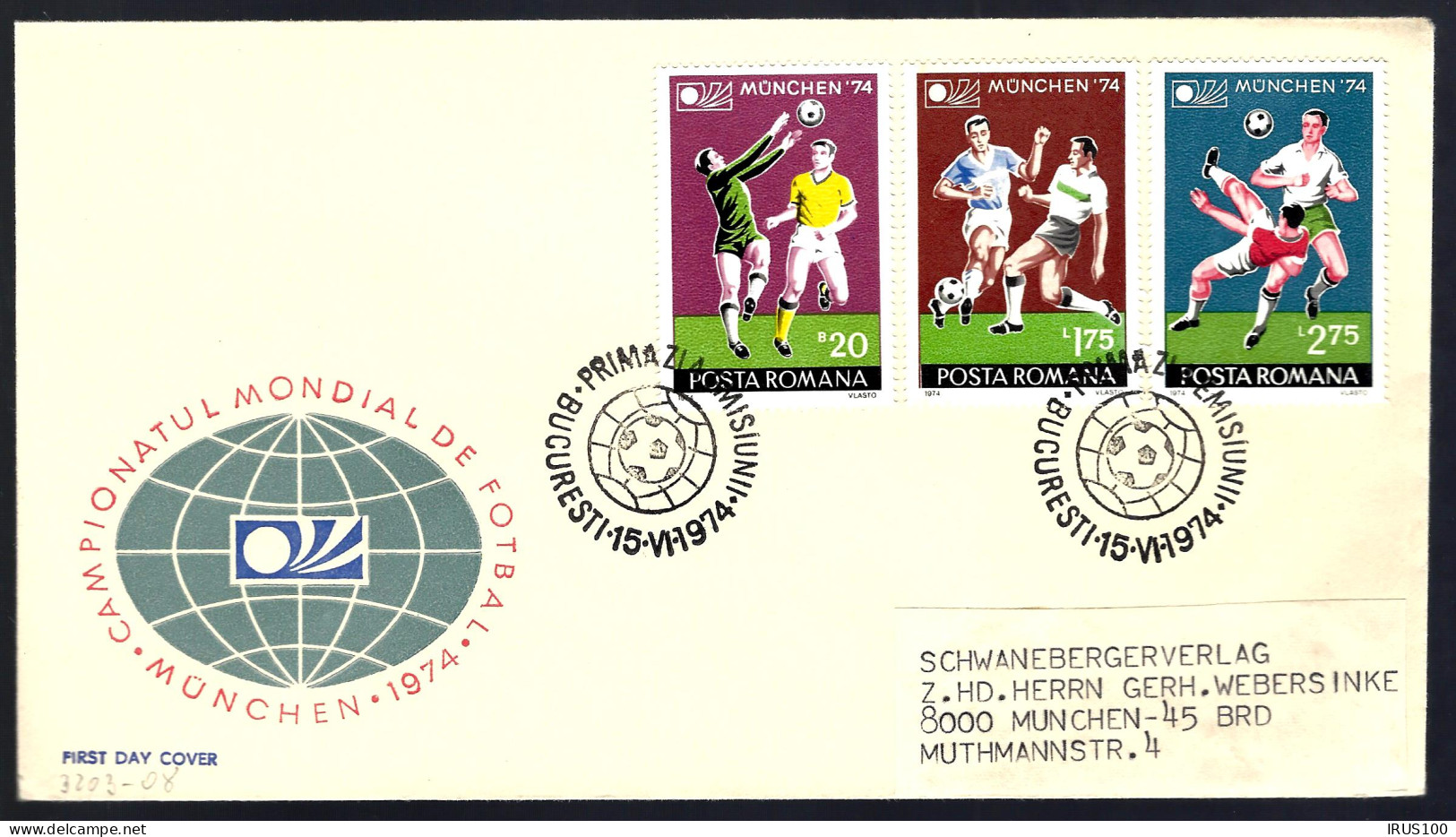 FOOTBALL - COUPE DU MONDE 1974 - MÜNCHEN - POSTE ROUMANIE - ( 2 ENVELOPPES ) - 1974 – Allemagne Fédérale