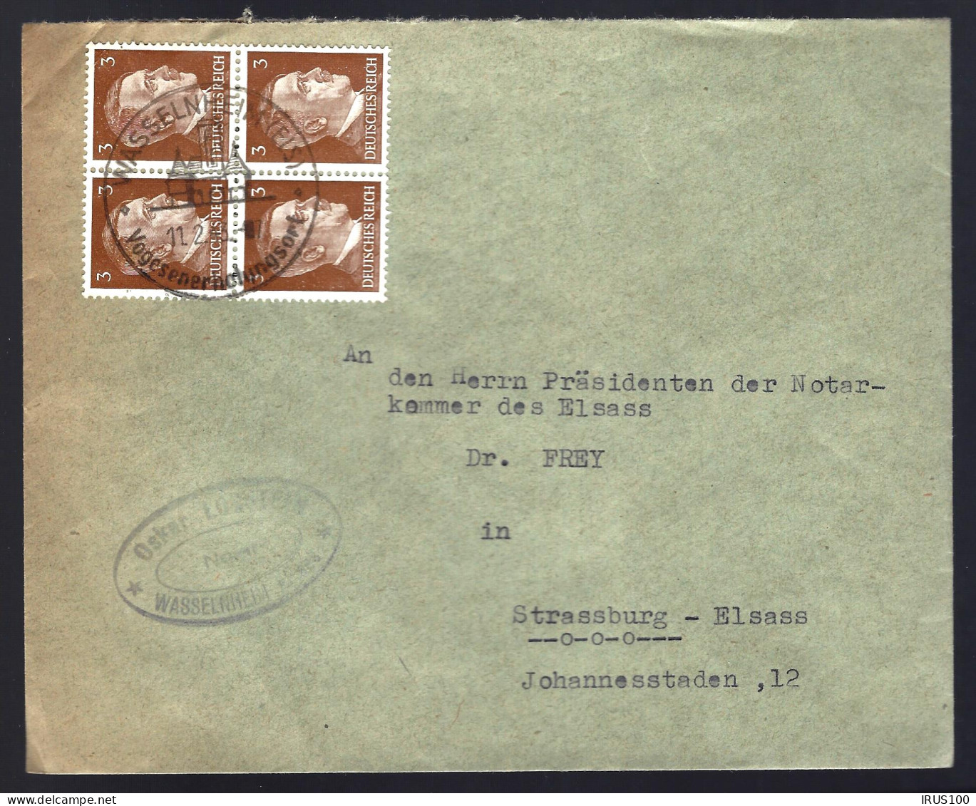 LETTRE DE WASSELNHEIM - 1943 - WASSELONNE -   - Briefe U. Dokumente