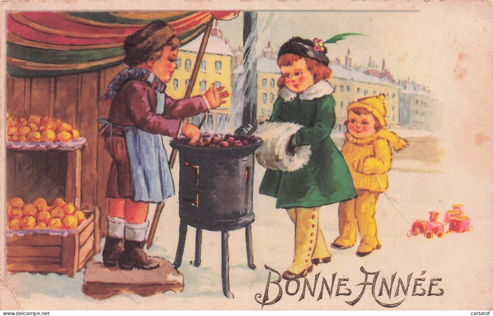 Enfants Aux Marrons Chauds . Illustration BONNE ANNEE - Sonstige & Ohne Zuordnung