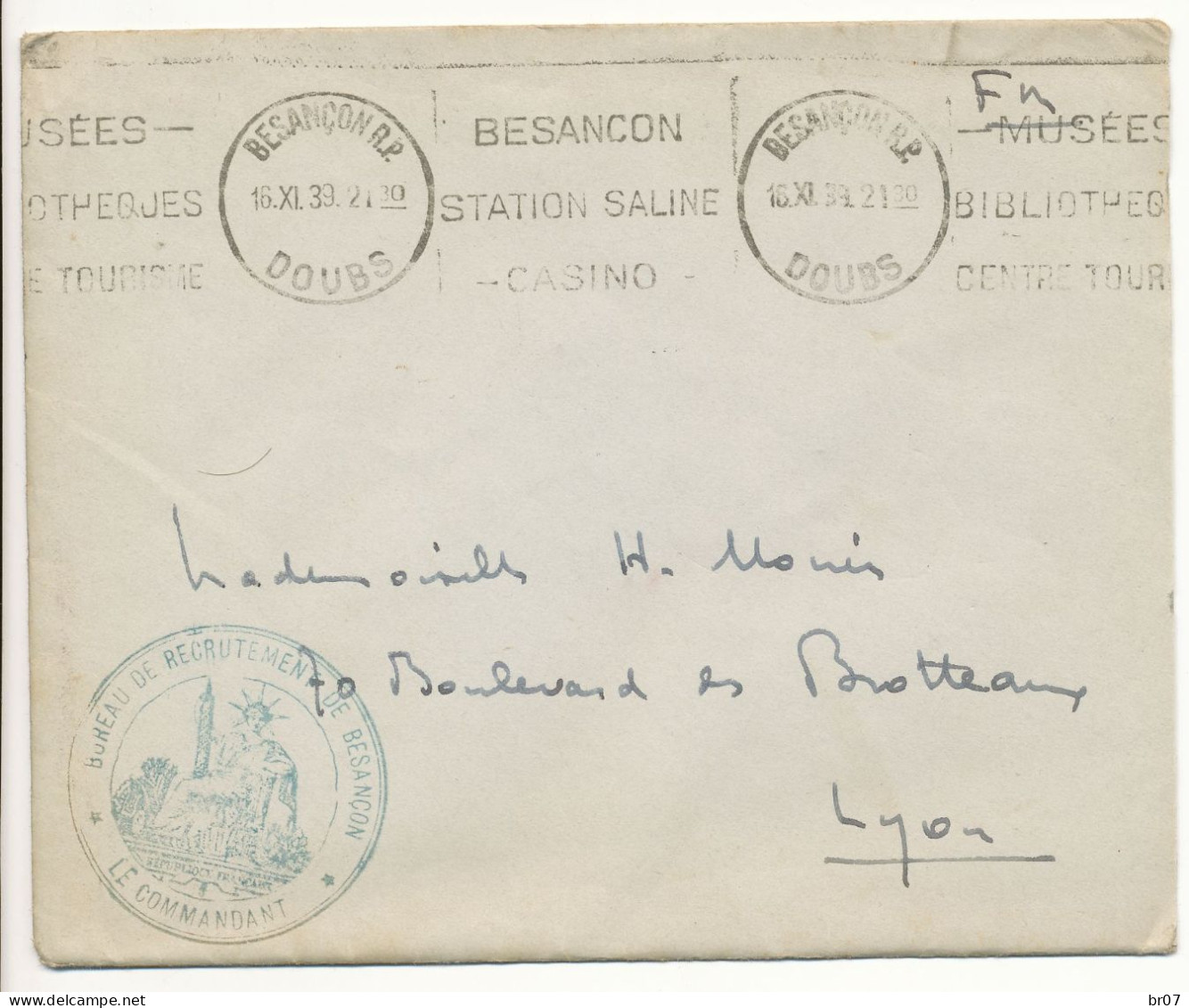 DOUBS LAC 1939 BESANCON OMEC FM BUREAU RECRUTEMENT DE BESANCON - Guerra De 1939-45