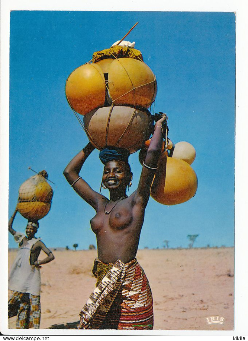 CPSM 10.5 X 15 Carte Envoyée Du Tchad  Afrique En Couleurs  Retour Du Marché   Jeune Fille Seins Nus Et Son Chargement * - Tchad