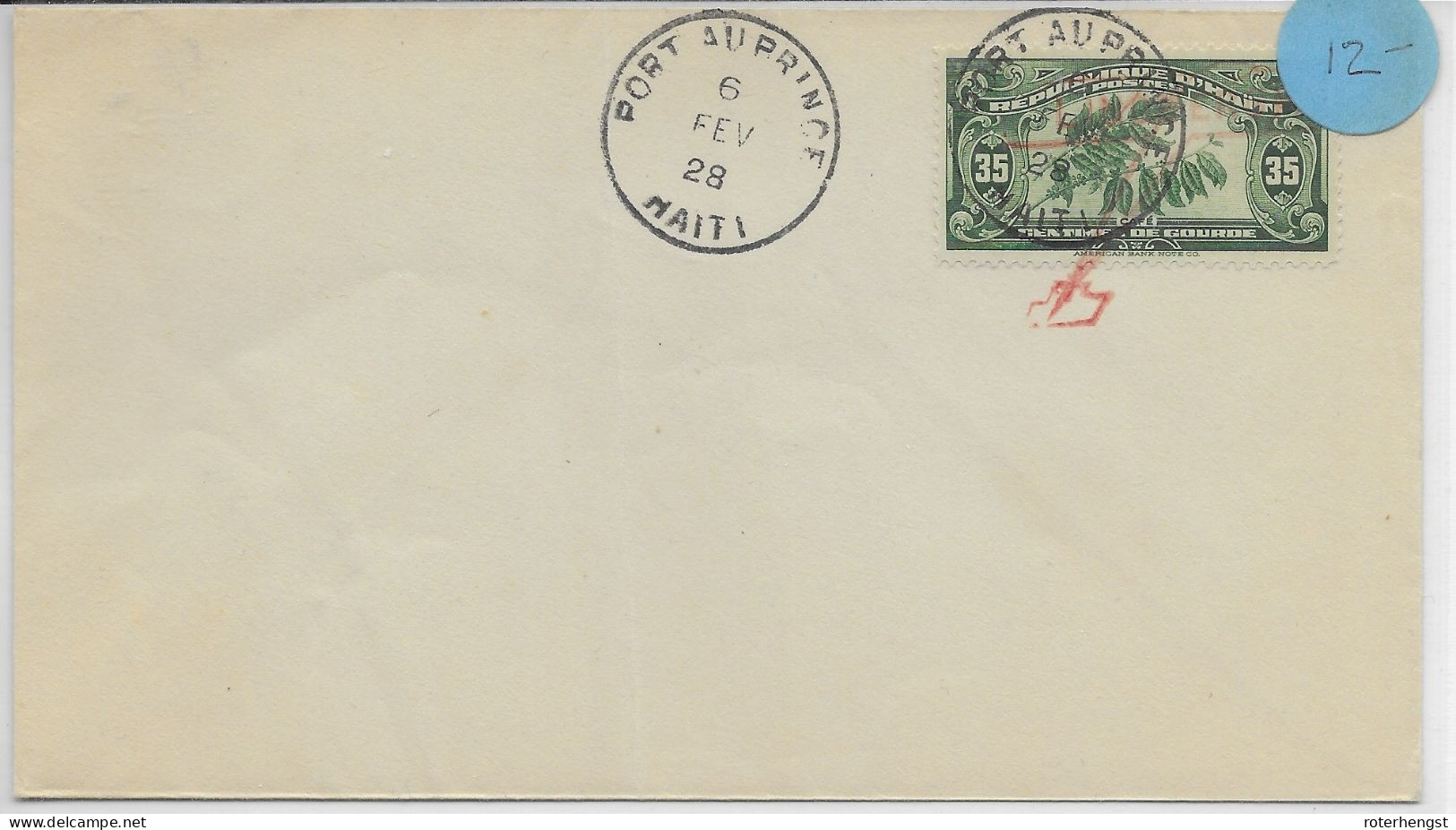 Haiti Envelope 1928 Port Au Prince FDC With Red Coffee Advertising Cancel - Haïti