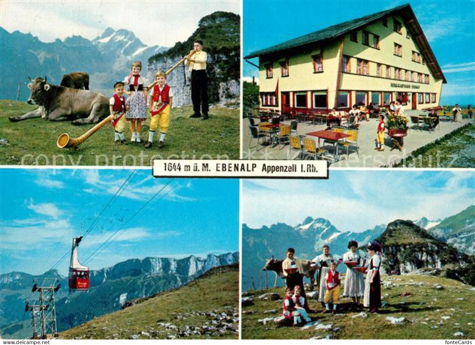 13215931 Ebenalp Im Alpstein Mit Saentis Seilbahn Kinder In Tracht Alphornblaese - Altri & Non Classificati