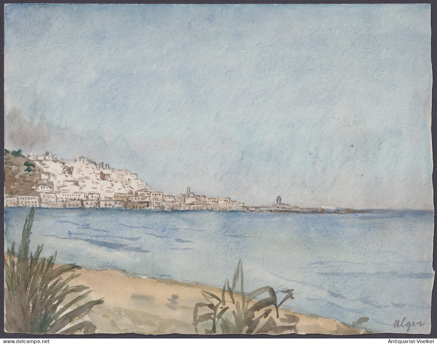 (Küstenlandschaft Mit Stadt / Coastal Landscape With Town) - Meer Strand Sea Beach / Alger Algier Algeria Alg - Prints & Engravings