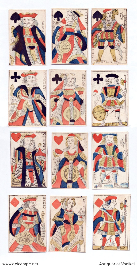 (Set Of French Pattern Playing Cards) - Kartenspiel / Card Game / Spielkarten / Carte Da Gioco / Cartes à Jou - Antikspielzeug
