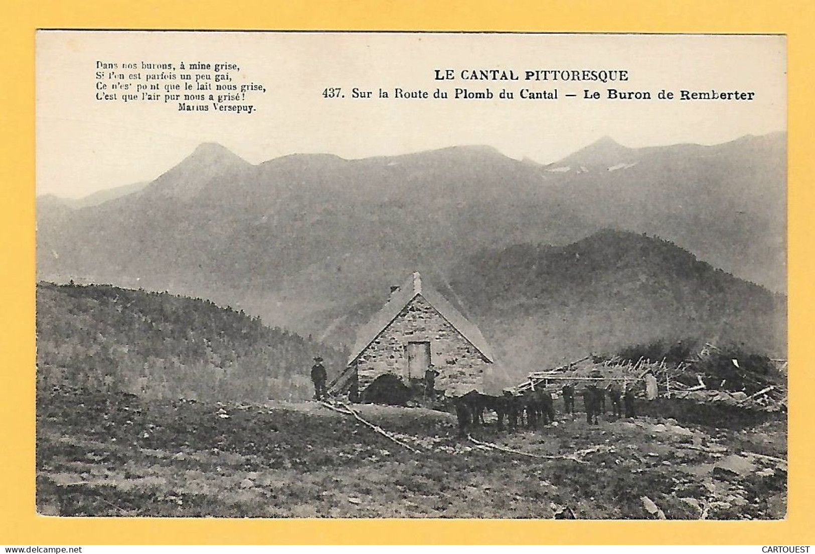 CPA CANTAL Sur La Route Du Cantal  - Le Buron De Remberter - Ane Berger 1928 - Andere & Zonder Classificatie