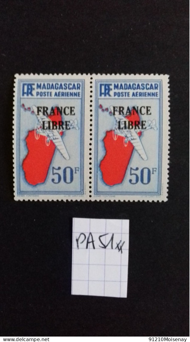 MADAGASCAR PA  51** BLOC De 2  FRANCE LIBRE - Poste Aérienne