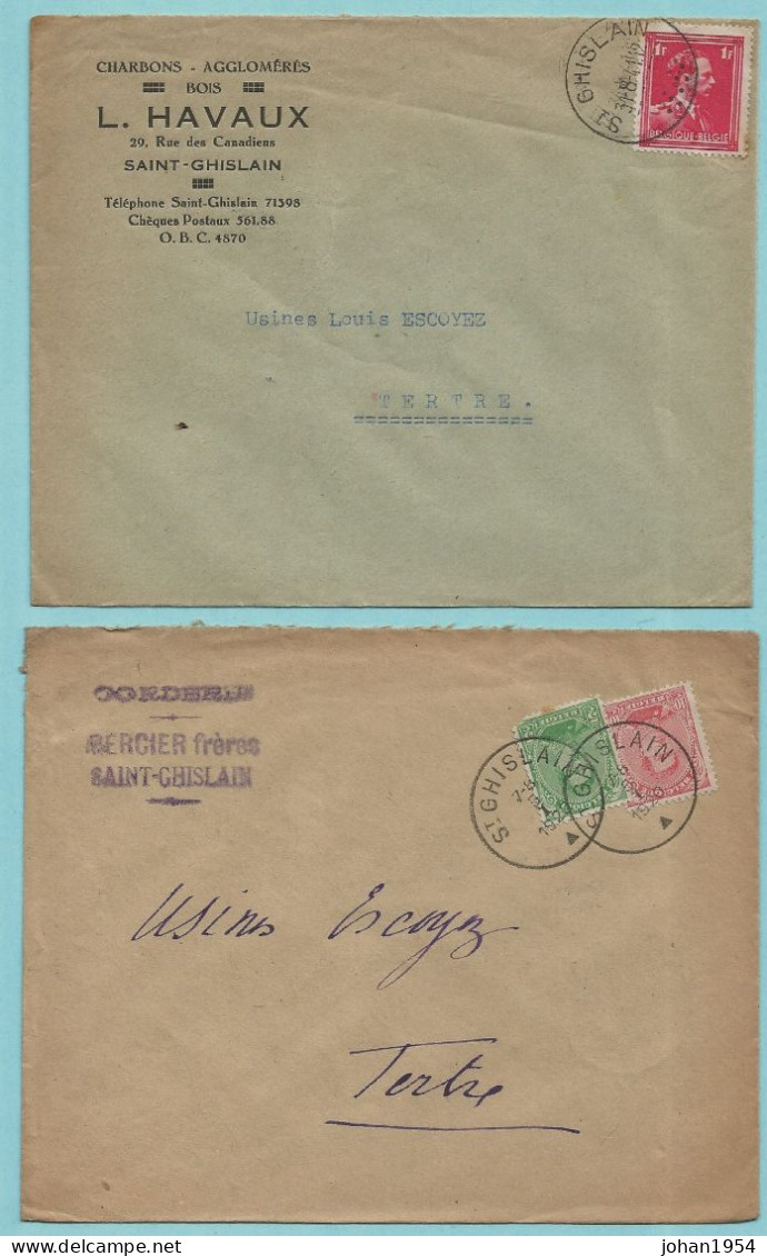 3 Omslagen Met Afst. SAINT-GHISLAIN (1920 + 1920 + 1941) - Covers & Documents