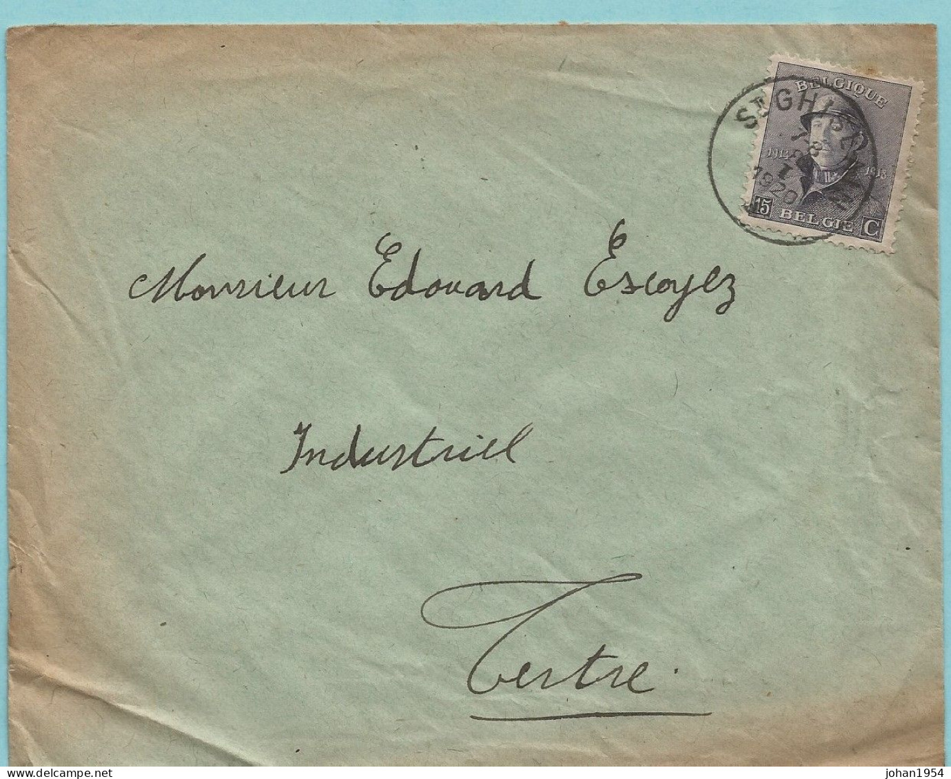 3 Omslagen Met Afst. SAINT-GHISLAIN (1920 + 1920 + 1941) - Cartas & Documentos