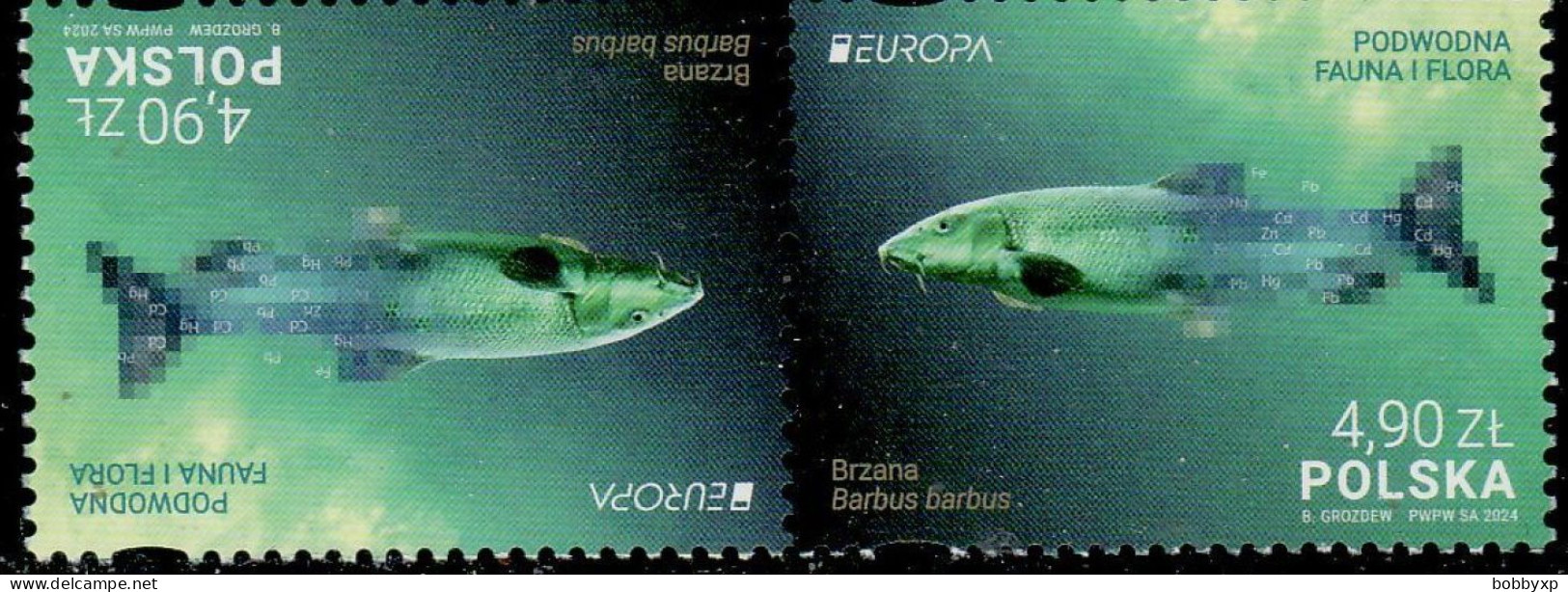 Poland 2024. EUROPA. Underwater Flora And Fauna. Fish. Tete Beche II. MNH - Nuevos