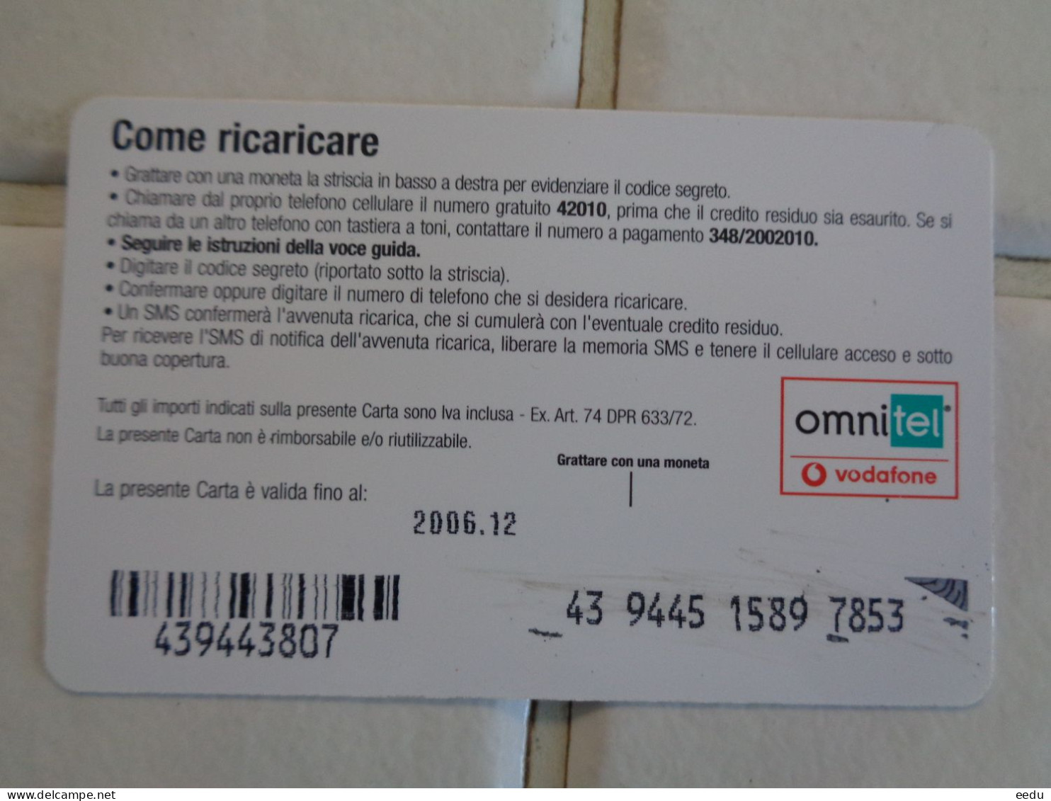 Italy Phonecard - GSM-Kaarten, Aanvulling & Voorafbetaald