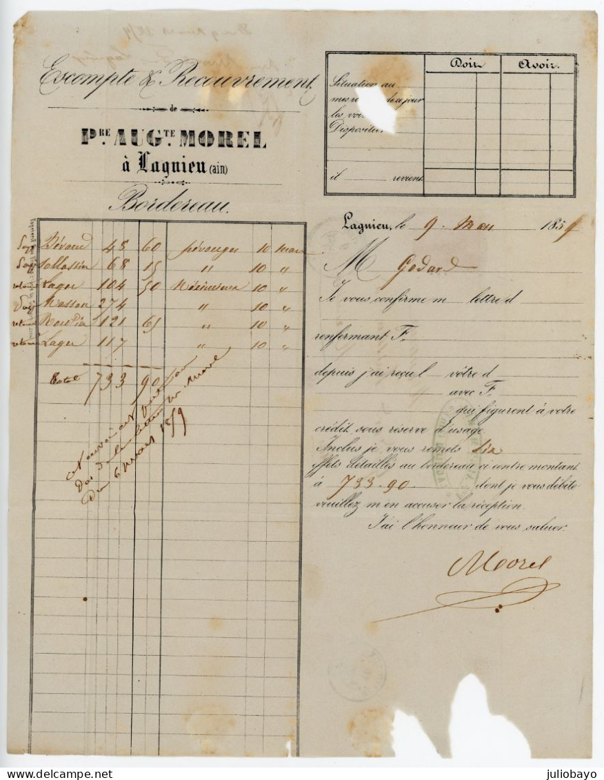 9 Mars 1859 Lac N°16 Vif (ne Se Voit Pas Sur Mon Scan)TTB Pc 1613 Lagnieu Vers Meximieux - 1849-1876: Klassieke Periode