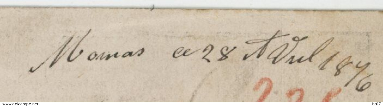 VAUCLUSE CPP 28 AVRIL 1876 (FIN DU GC 1ER AVRIL) T17 MONDRAGON SUR CERES BOITE RURALE A =MORNAS LEGER TROU VERMICULAIRE - 1849-1876: Periodo Clásico