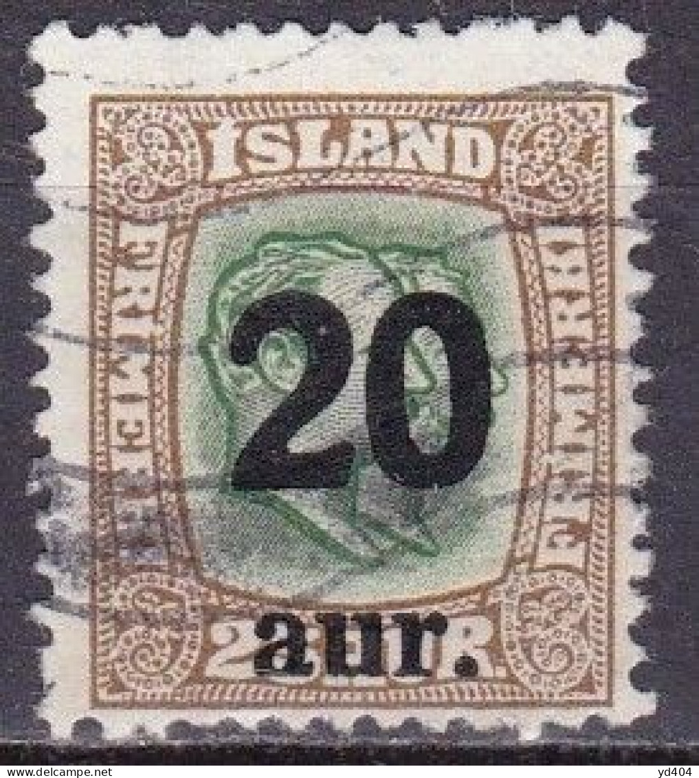 IS017D– ISLANDE – ICELAND – 1921-22 – TWO KINGS OVERP. – SG # 141 USED 9,75 € - Gebraucht