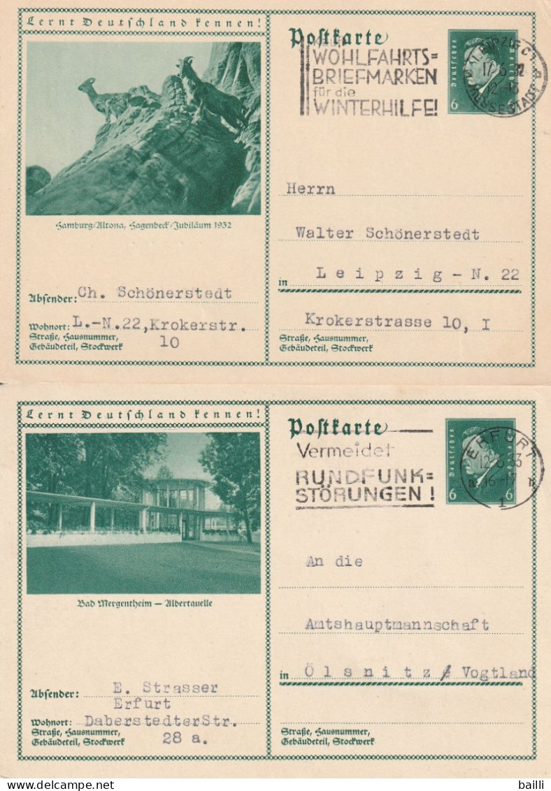 Allemagne 2 Entiers Postaux Illustrés Différents - Briefkaarten
