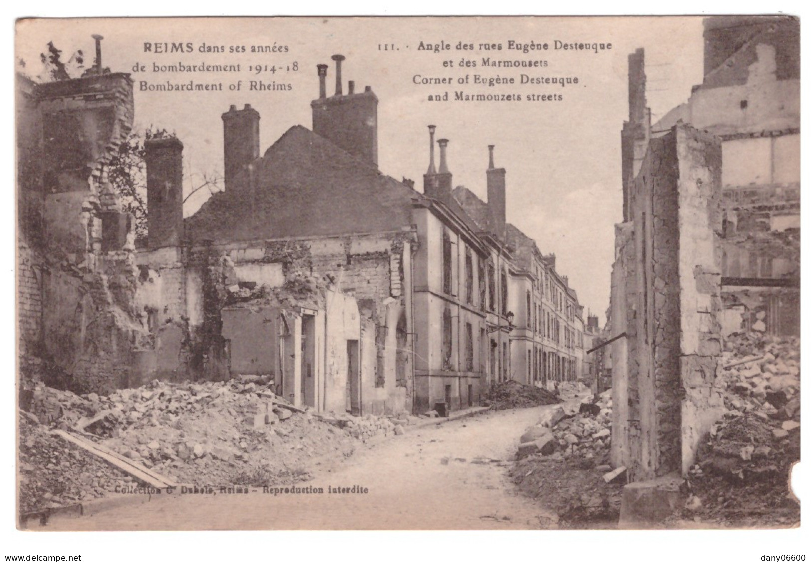 REIMS Dans Les Années De Bombardement - Angle Des Rues Eugène Desteuque Et Des Marmousets - Reims