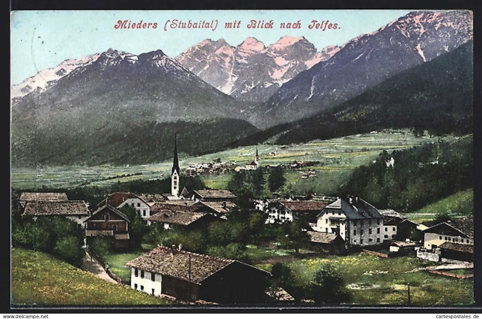 AK Mieders Im Stubaital, Ortsansicht Mit Blick Nach Telfes  - Sonstige & Ohne Zuordnung