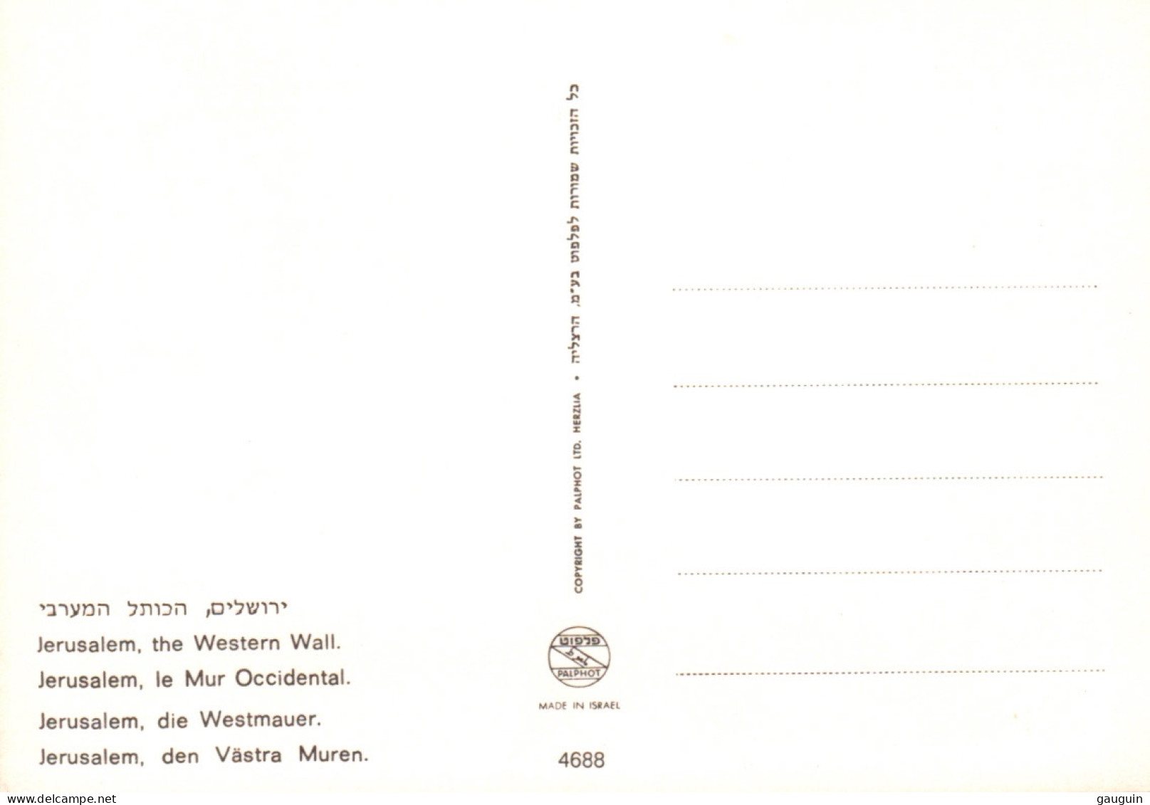 CPM - JÉRUSALEM - Le Mûr Occidental - Edition Palphot - Israel