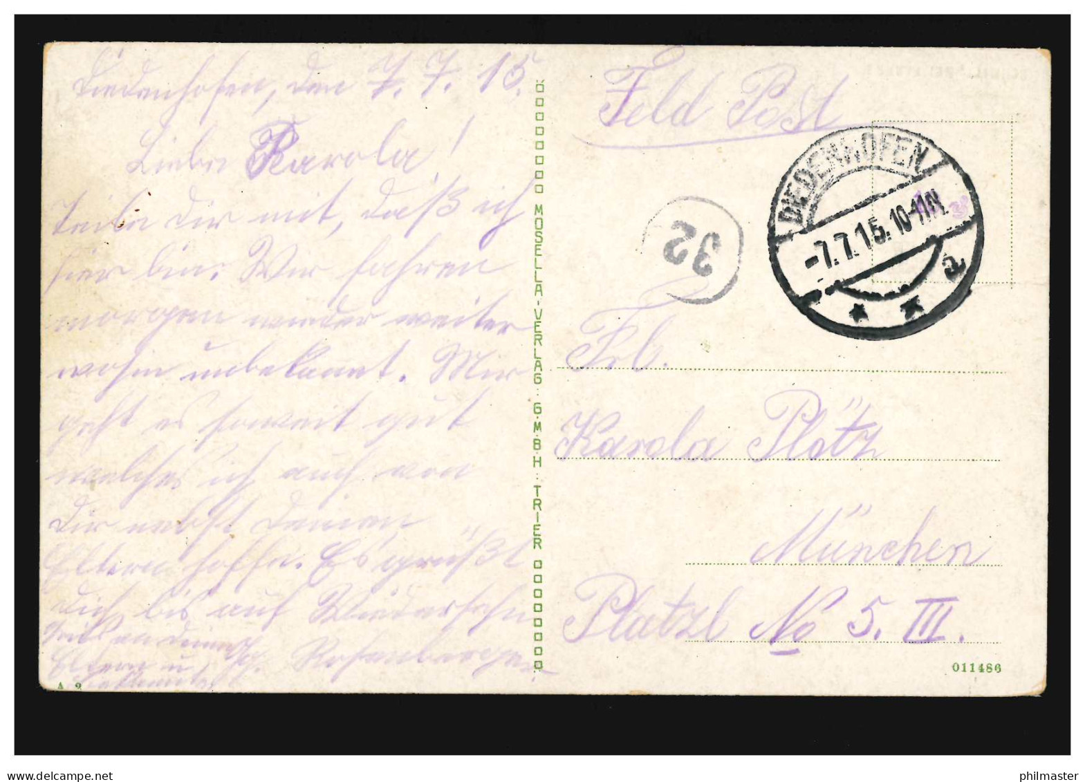 Frankreich Diedenhofen-Thionville: Crauser-Anlage Und Springbrunnen, 7.7.1915 - Other & Unclassified