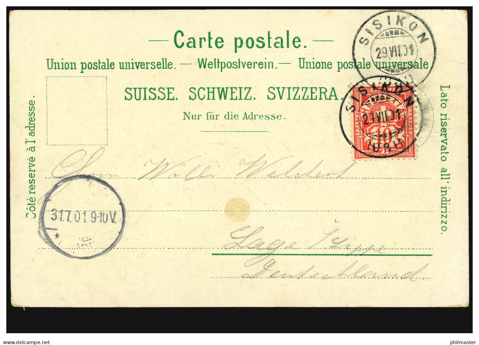 Schweiz-AK Tellsplatte, SISIKON 29.7.1901 Nach Lage / Deutschland - Otros & Sin Clasificación