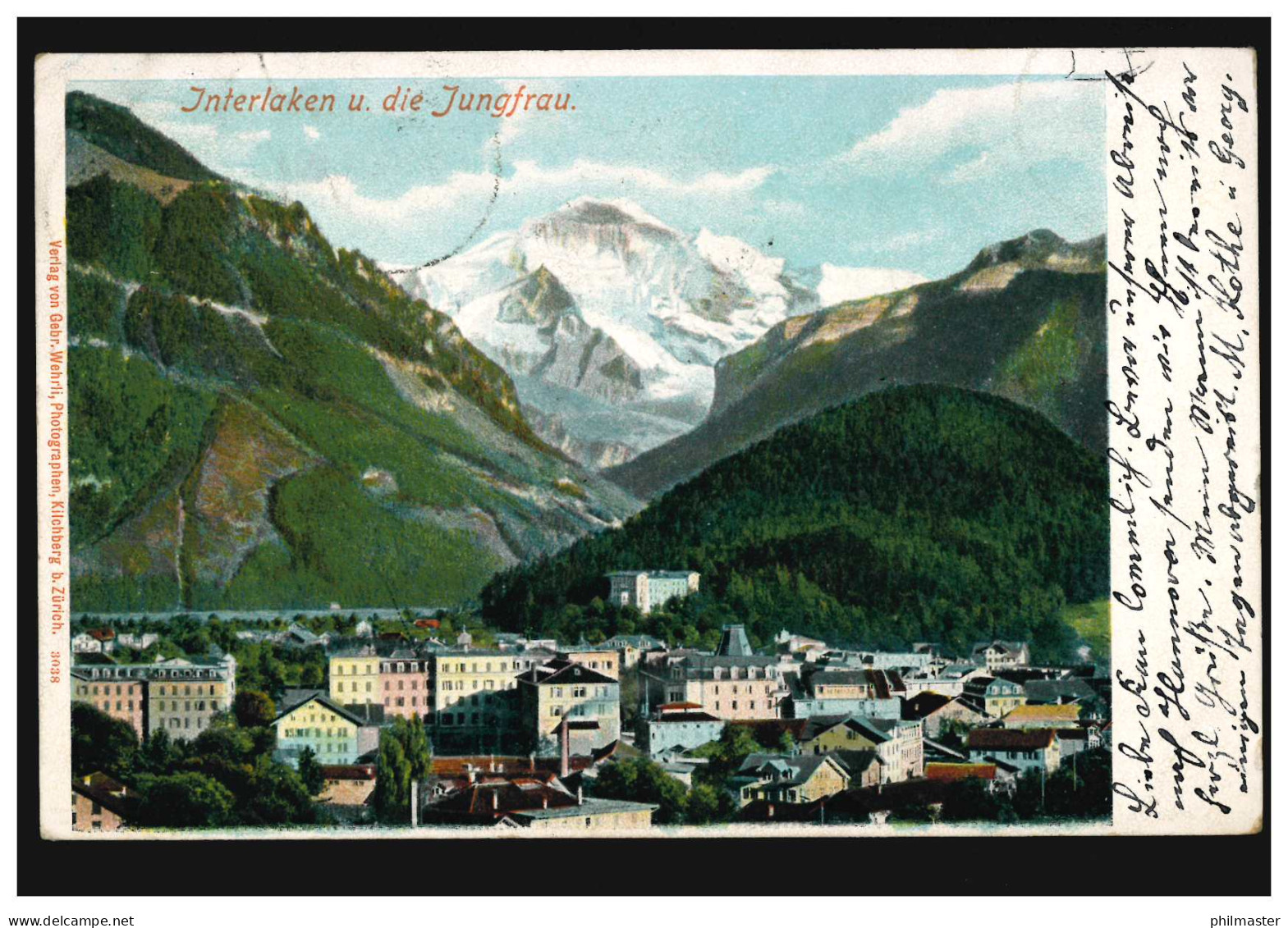 Schweiz AK Interlaken Und Die Jungfrau, BONIGEN 27.7.1901 Nach HANNOVER 28.7.01 - Altri & Non Classificati