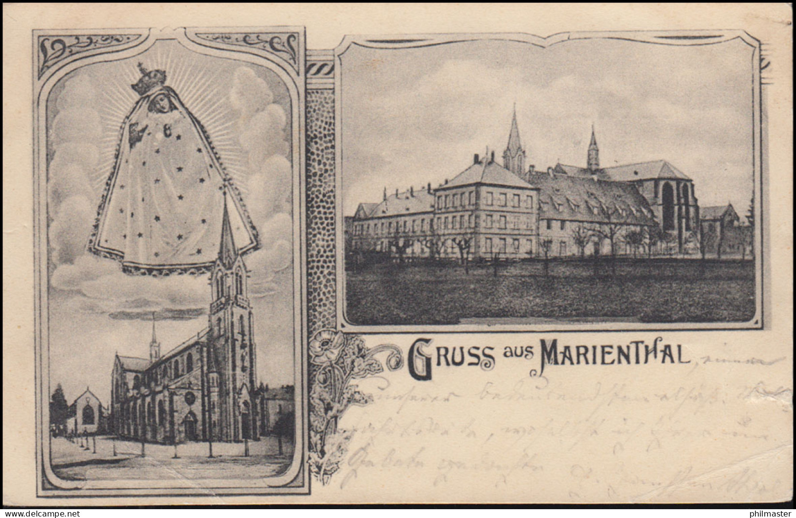 AK Gruss Aus Marienthal: Kloster & Bildnis Muttergottes, 5.5.1903 N. CÖLN 6.5.03 - Sonstige & Ohne Zuordnung