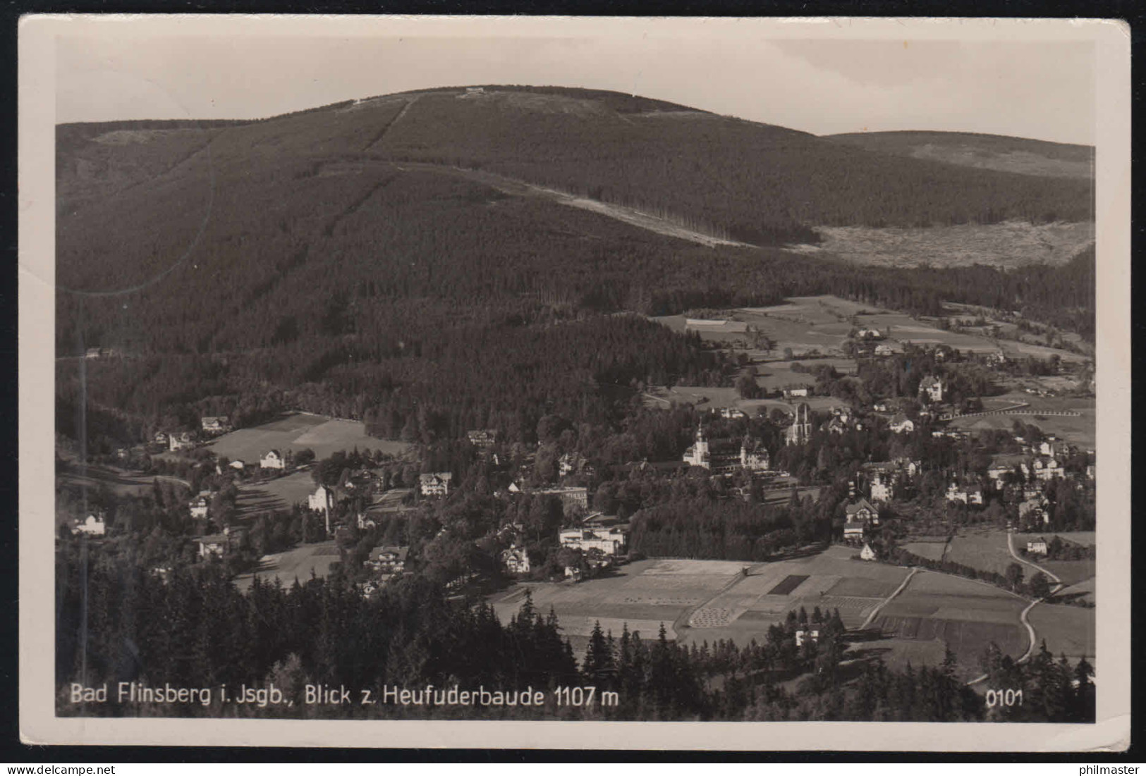 Landpost-Stempel Heufunderbaude über BAD FLINSBERG (ISERGEB) 11.8.1937 - Brieven En Documenten