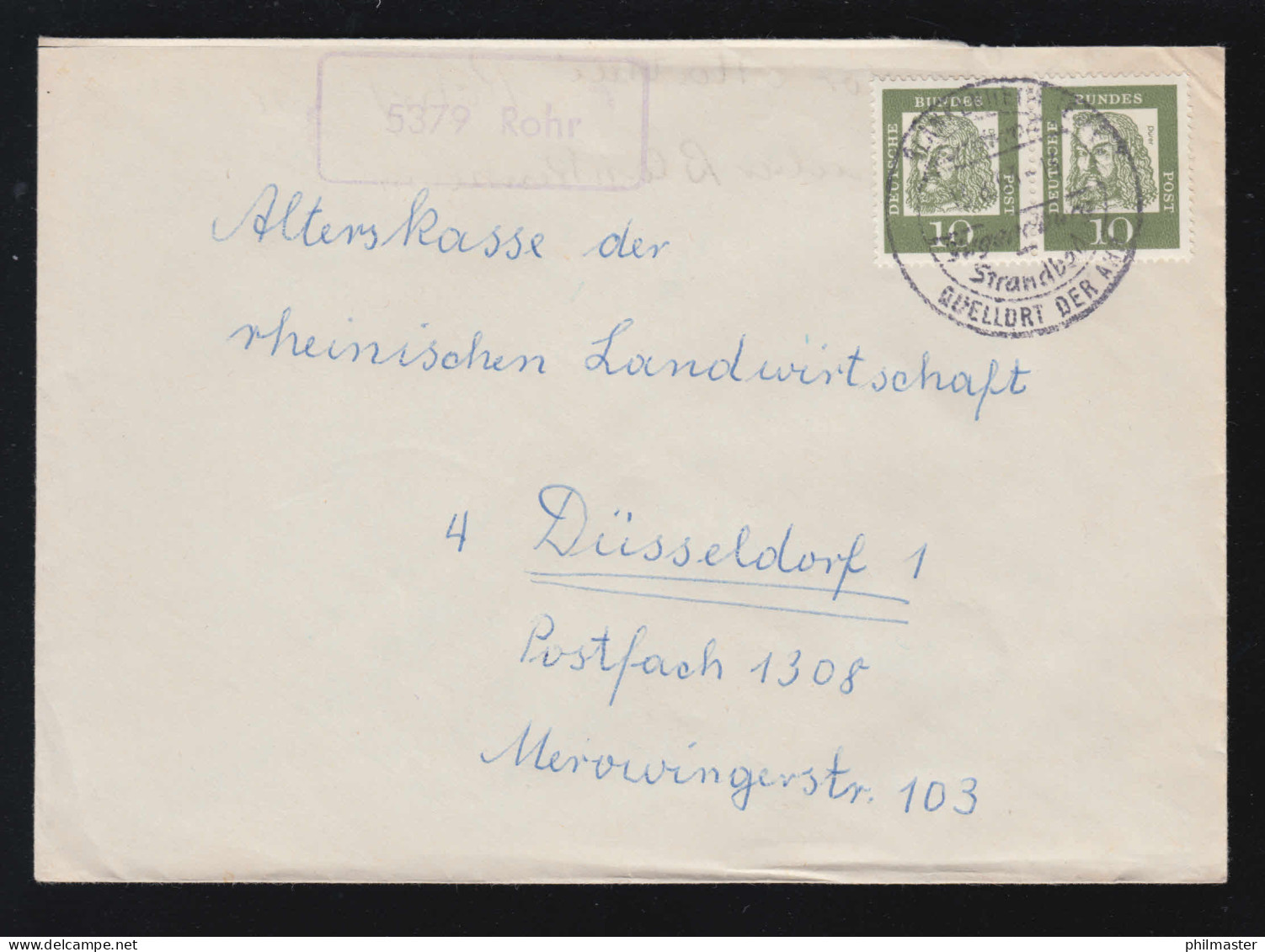 Landpost-Stempel 5379 Rohr Auf Brief SSt BLANKENHEIM Quellort Der Ahr 13.8.1963 - Otros & Sin Clasificación