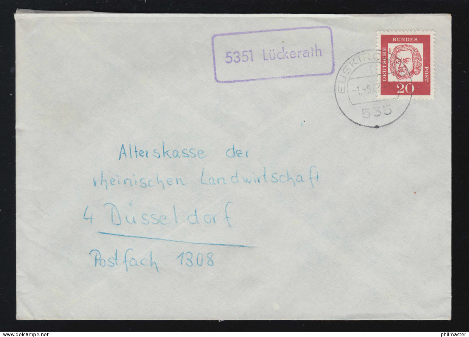 Landpost-Stempel 5351 Lückerath Auf Brief EUSKIRCHEN1.8.1963 Nach Düsseldorf - Other & Unclassified