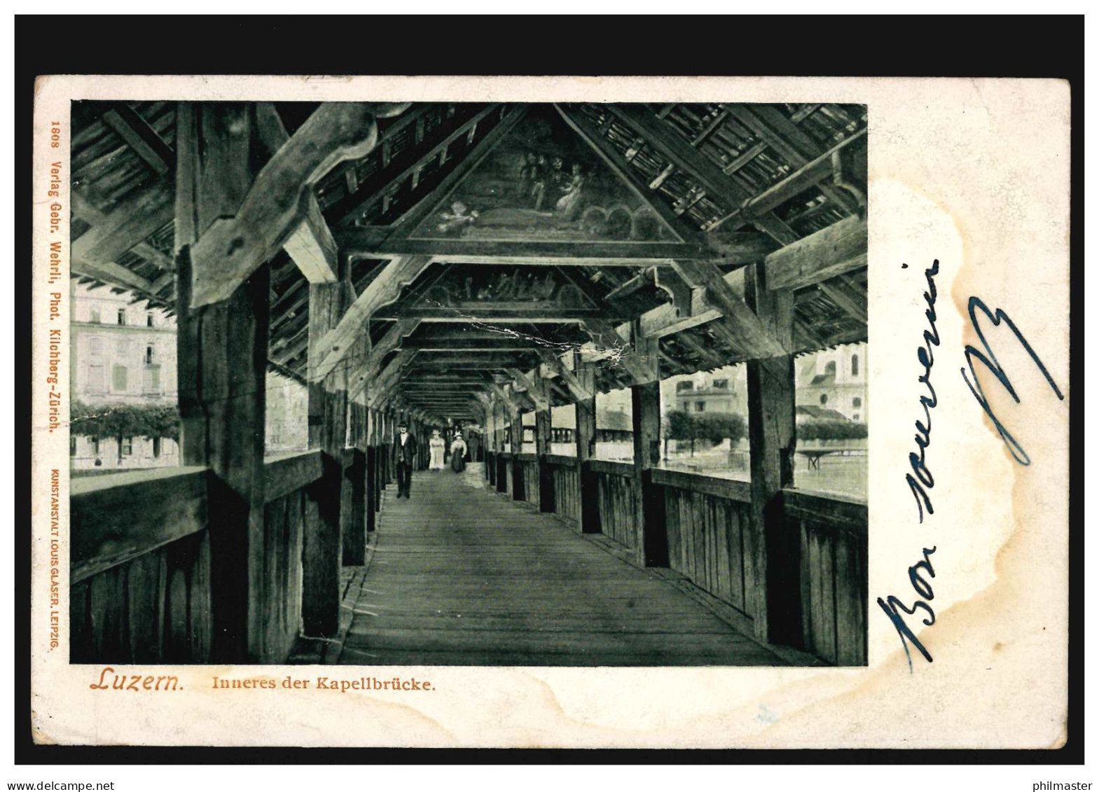 Schweiz AK Luzern Inneres Der Kapellbrücke, LUZERN 11.9.1903 Nach ELBEUF 12.9.03 - Sonstige & Ohne Zuordnung