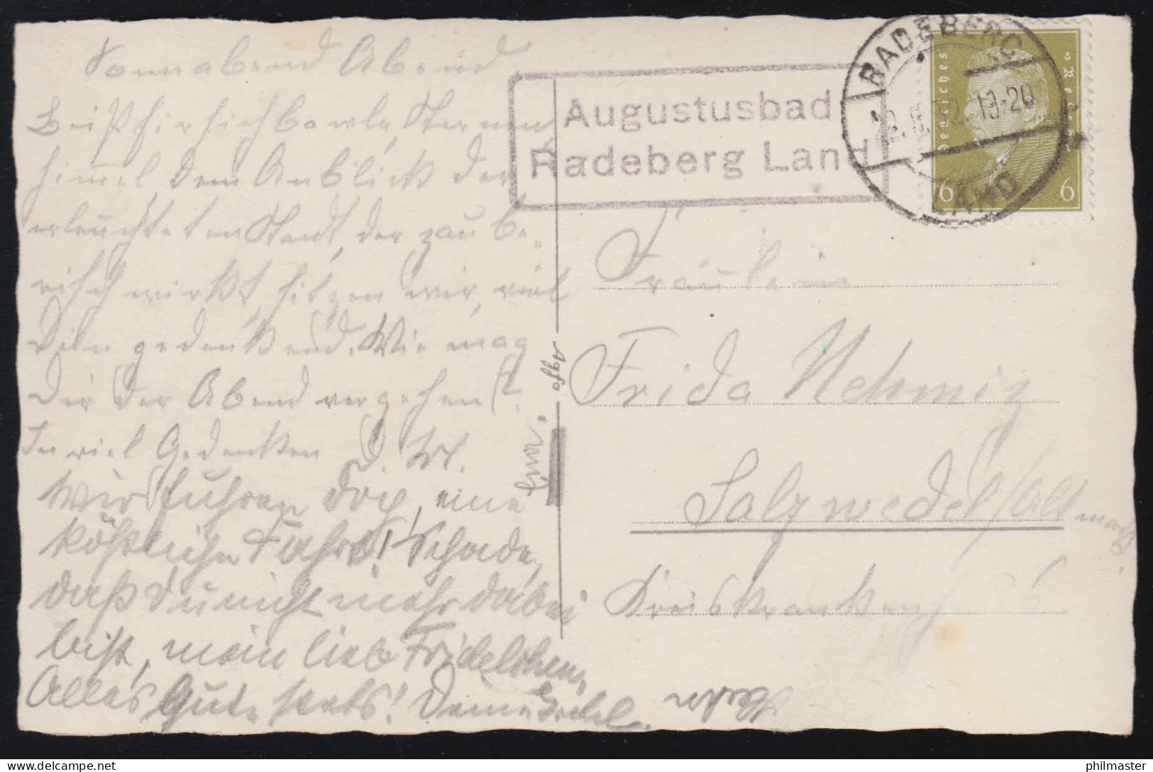 Landpost-Stempel Augustusbad Radeberg Land 22.8.32 Auf AK Dresden Weißer Hirsch - Cartas & Documentos